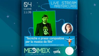 Locandina Masterclass "Tecniche e prassi compositive per la musica da film" tenuta da Claudio Simonetti